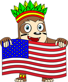 Maskottchen mit amerikanischer Flagge